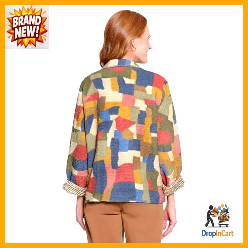 Abstract Geometric Print Button Front Fully Lined… - image 3